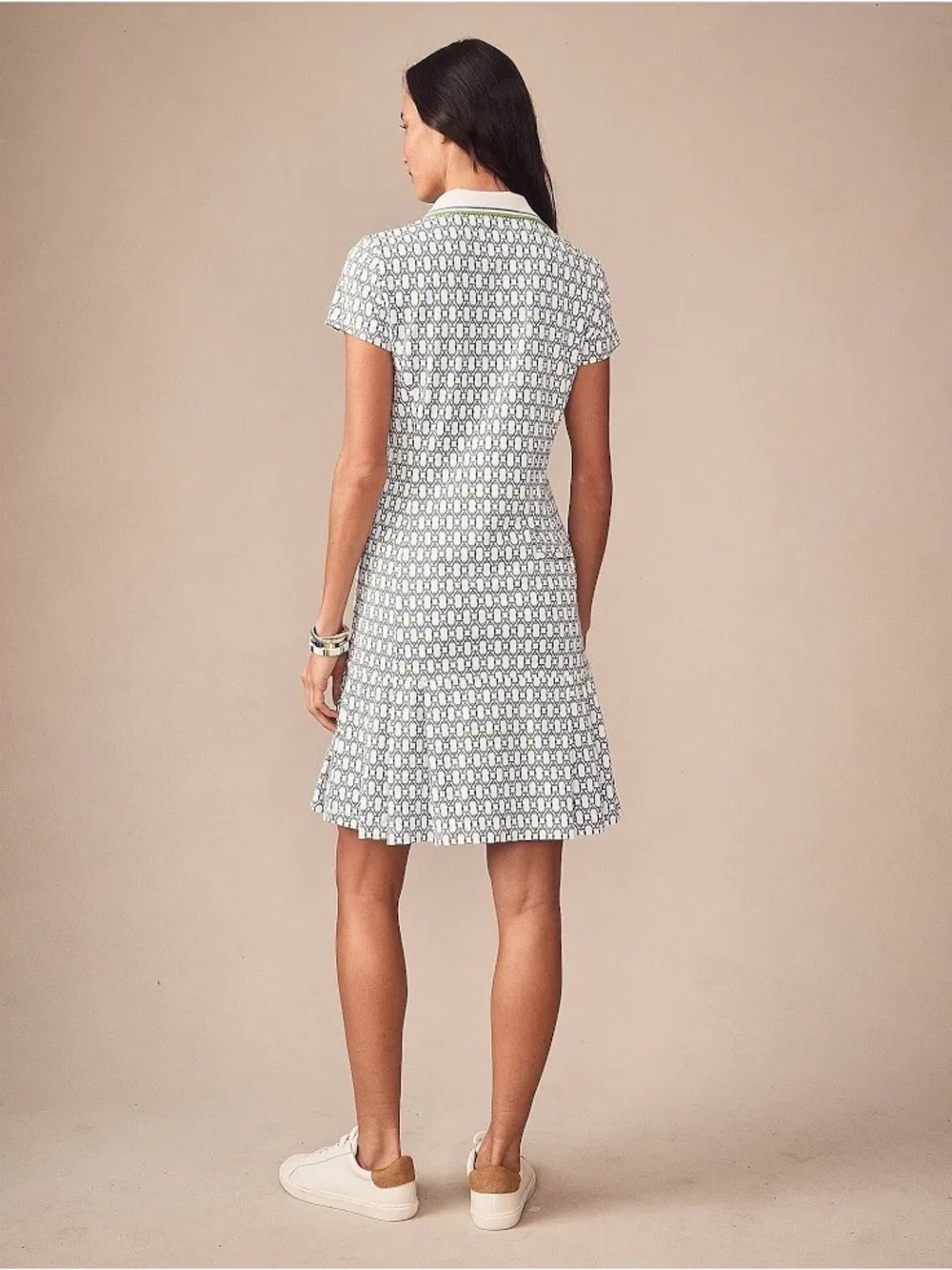J. McLaughlin White Blue Green Signet Lock Dorte Dress - Picture 2 of 16